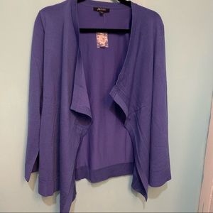 Affinity Business Casual Indigo Blue Long Sleeve Asymmetrical Cardigan, Sz. Med